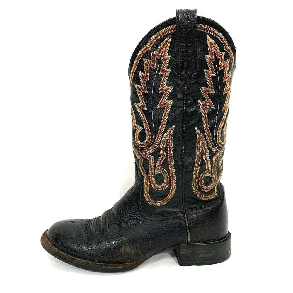 Ariat  38605 Black Leather Boots Red/Gold Stitching Men’s Size 7.5 D